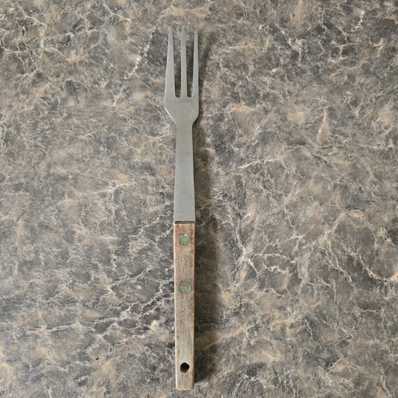Vernco Other - Vernco Granny 3 Prong Tine Meat Serving Fork Wood 9" Stainless
